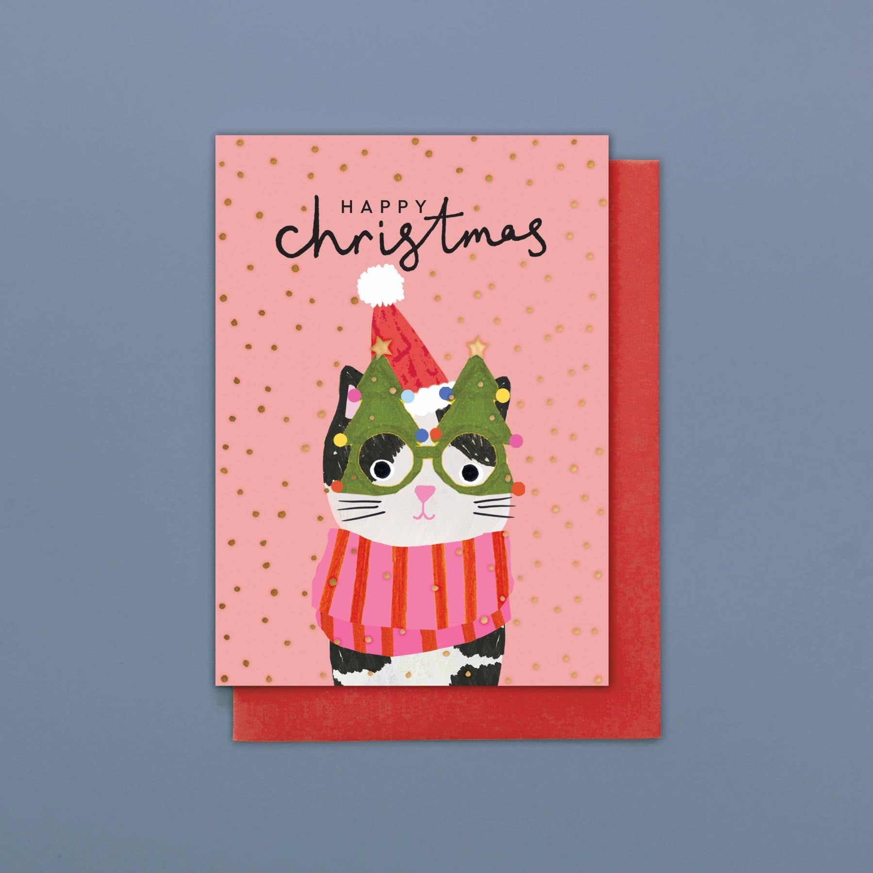 Stop the Clock Design - Vente Cartes de Noël - HLC51 - Chat de Noël Heureux1