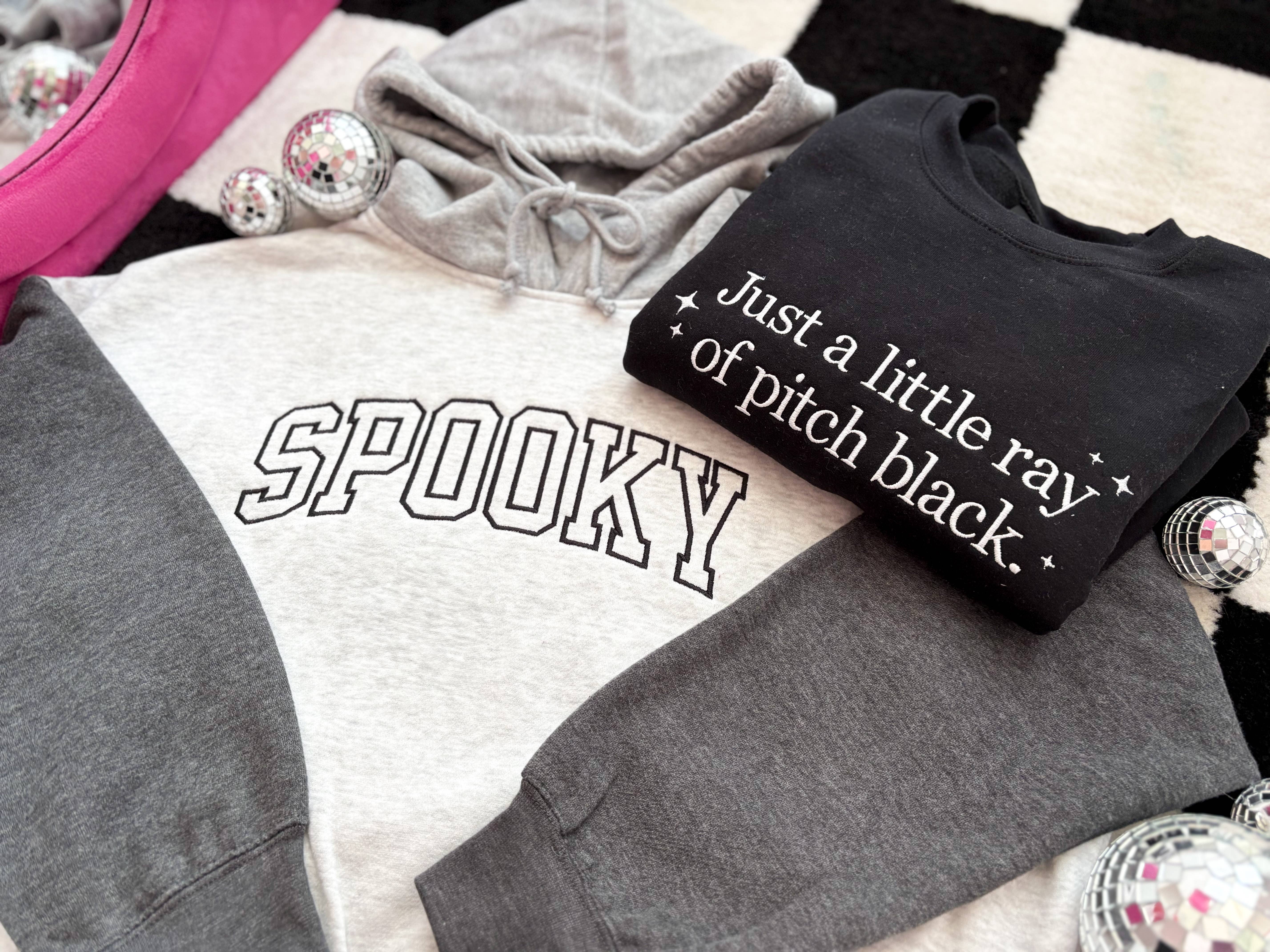 Graphic Tees & Co. - Wholesale Sweatshirt - Women's - Pitch Black Embroidered Crewneck | Spooky Sweatshirt1