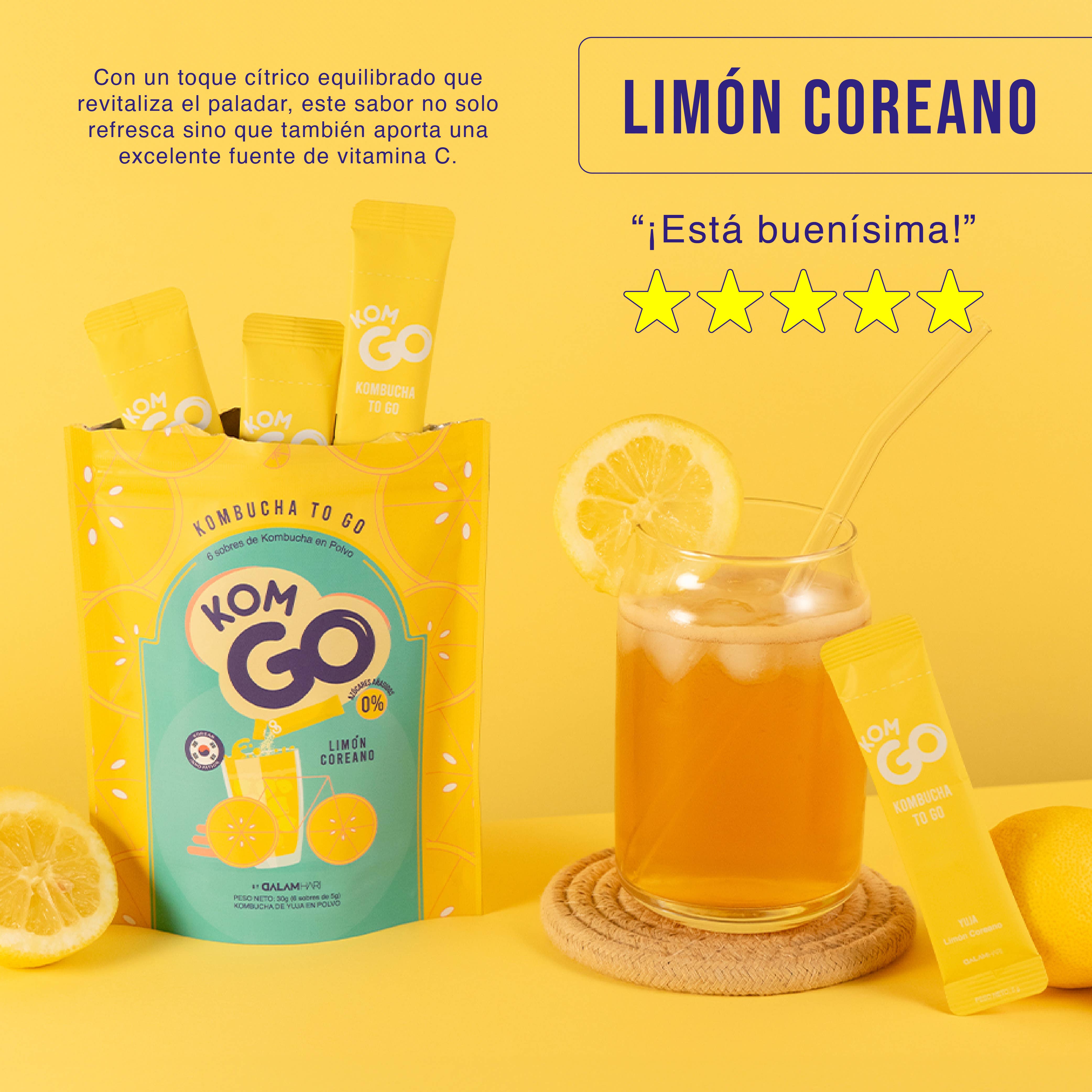 Komgo – wholesale Kombucha – Doypack with 6 Kombucha Powder Sticks - Korean Lemon8