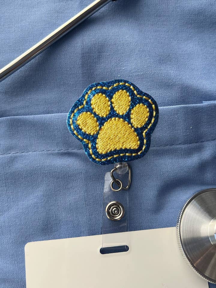 Paw Print Retractable ID Badge Reel Clip Holder for wholesale by Meeko’s Must Haves