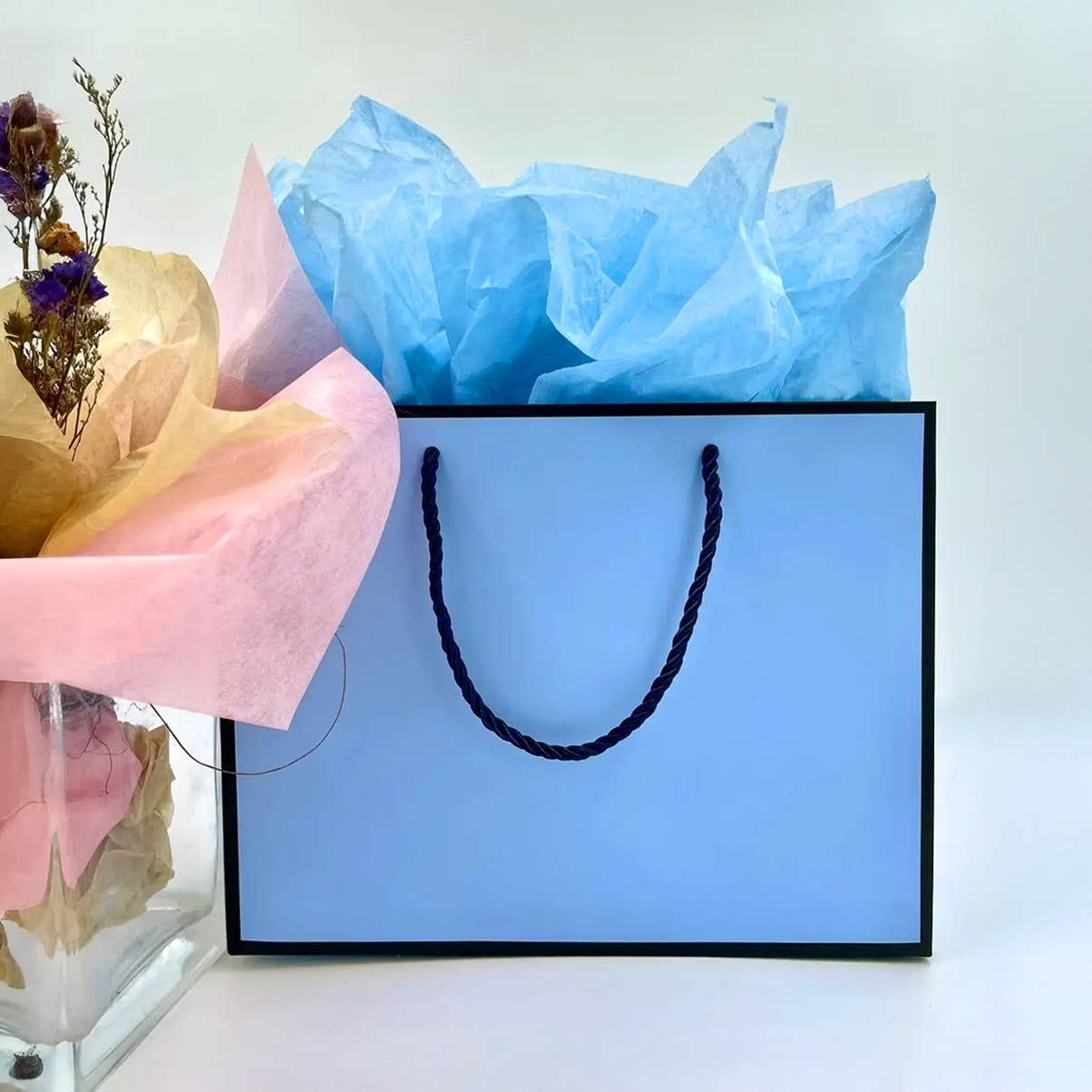 ByHome - Wholesale Gift Bag - Blue with Black Border Paper Gift Bag w/ free tissue7