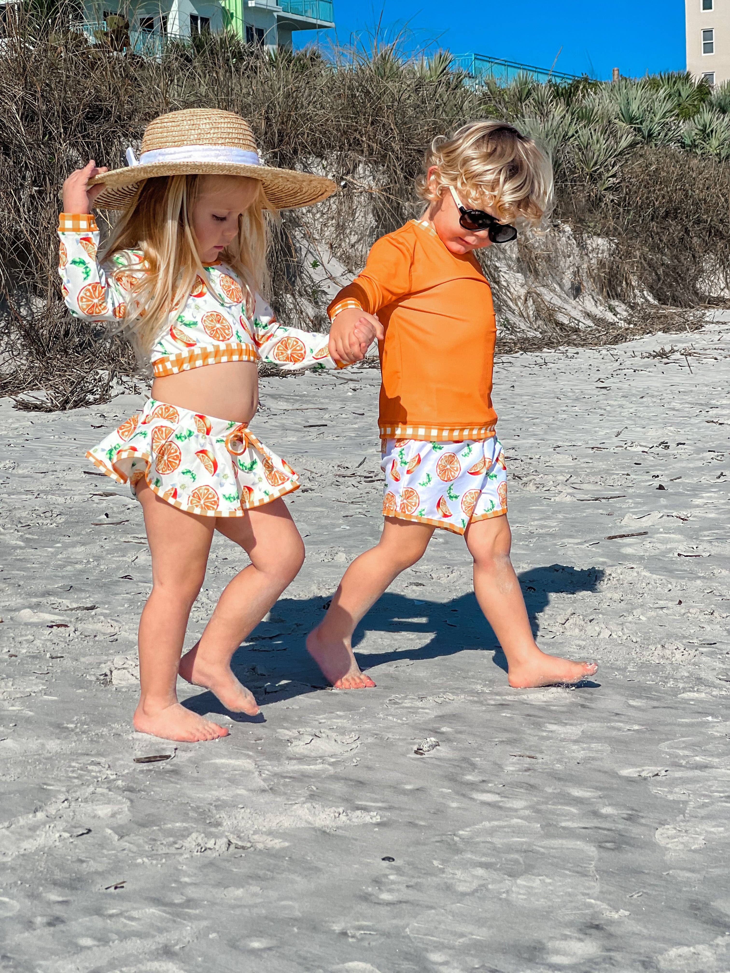 Sugar Bee Clothing - Wholesale Swim Shorts - Kids - Boys Summer Swim Shorts - Oranges1
