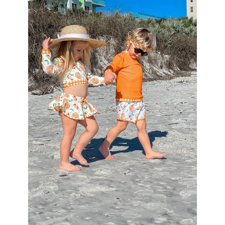 Sugar Bee Clothing - Wholesale Swim Shorts - Kids - Boys Summer Swim Shorts - Oranges1