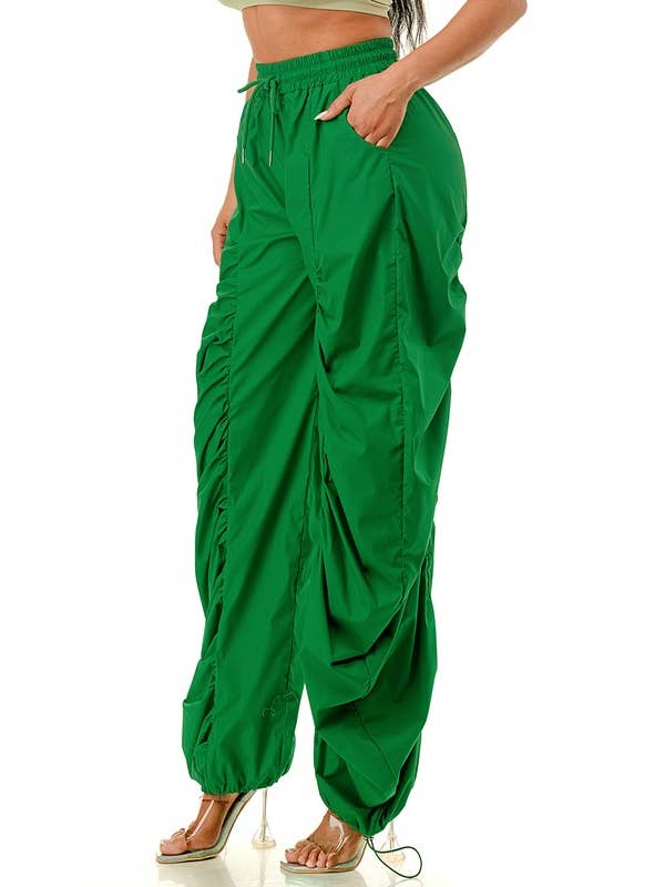Namatt Design - Wholesale Pants - Women's - Regular Elastic Waist Pleated Loose Fit Jogger Pants