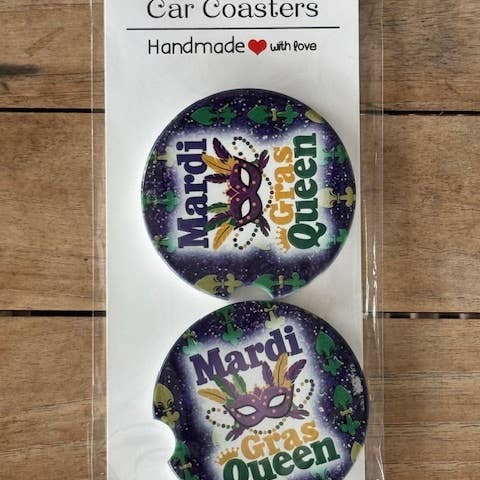 Mardi Gras Queen Ceramic Car Coaster for wholesale by TopShelf Designs LLC