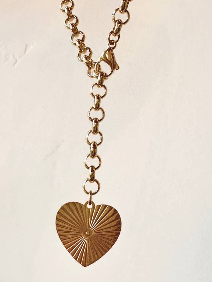 RACHEL Heart Pendant on Rolllo Chain for wholesale by mila + stevie