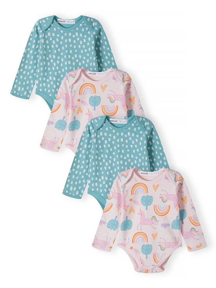 Langarm-Bodysuit für Mädchen, 4er-Pack für den Großhandel von Minoti sp. z o.o.