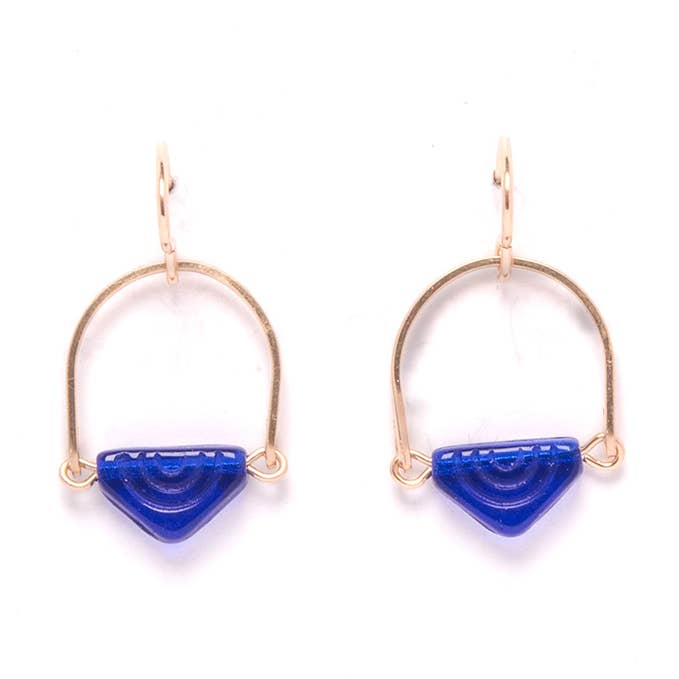 Cobalt Glass Deco Earrings for wholesale by Michelle Starbuck Designs
