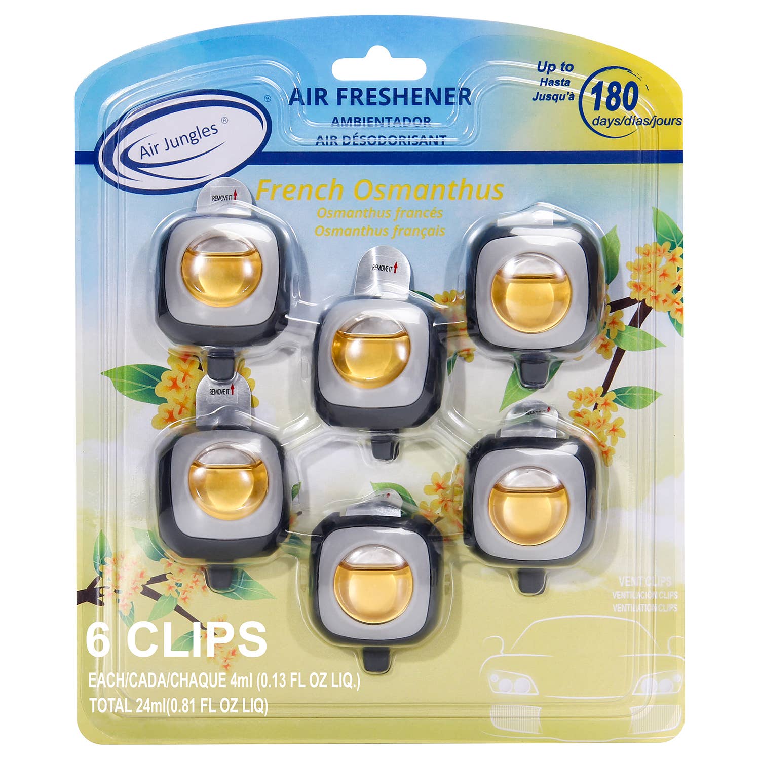 Air Jungles – wholesale Luftrenare för bil – Unisex – Air Jungles bilparfym med ventilklämmor, 6-pack11