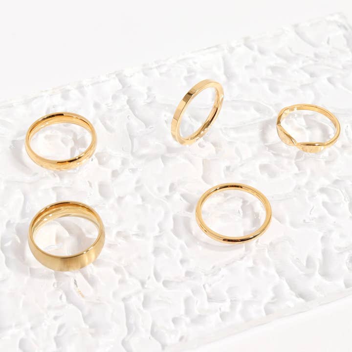 WJW - Wholesale Band/Stacked Ring - 18K Gold Stainless Steel Blank Flat Band Ring