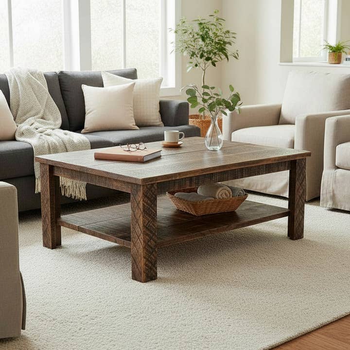 Coast Lamp Mfg - Wholesale Coffee Table - All Rough Sawn Wood Coffee Table0