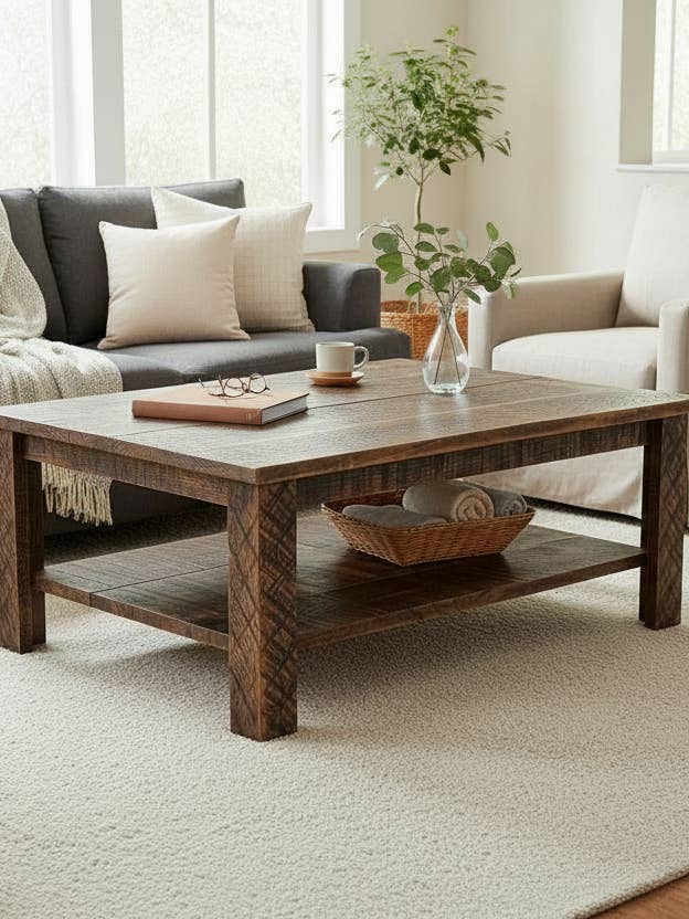 All Rough Sawn Wood Coffee Table for wholesale by Coast Lamp Mfg