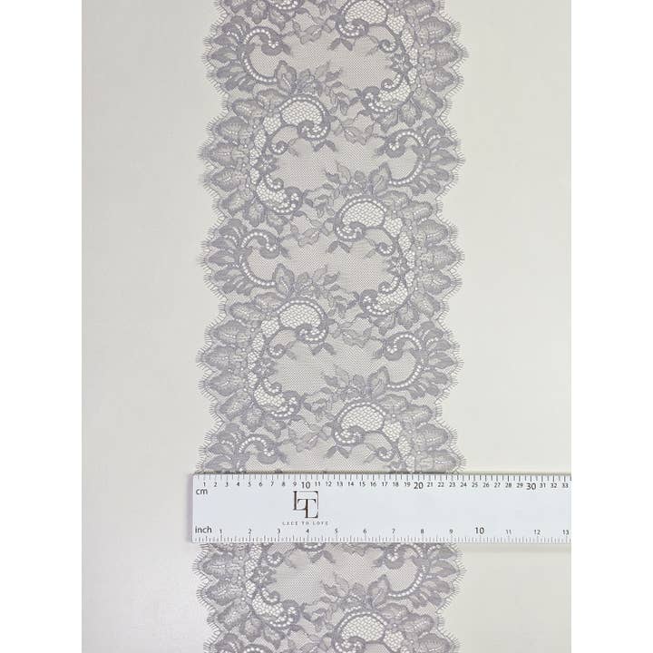 Lace To Love - Wholesale Craft supplies - Gray French Chantilly Lace Trimming for Bridal Use6