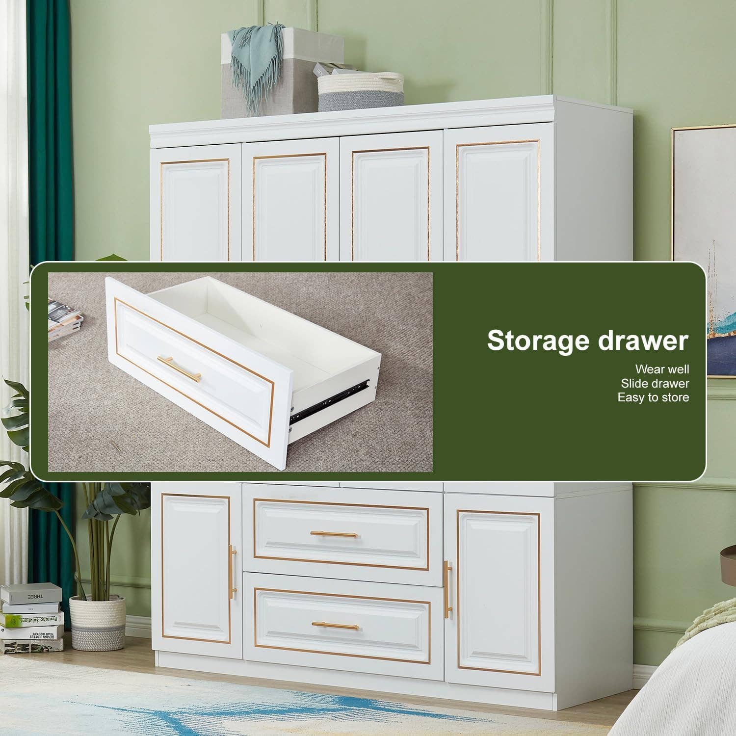 Livelylodge - Wholesale Cabinet - Wooden Armoire Wardrobe Closet Cabinet: 4 Door Two Drawers6