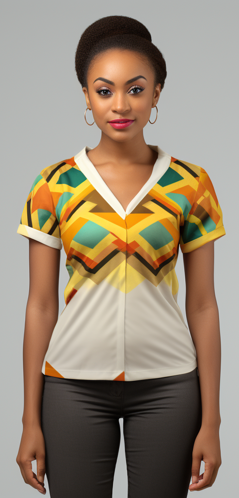 NeoShores - Wholesale Blouse – Women’s - Kente geometric pattern womens v neck short sleeve shirt0