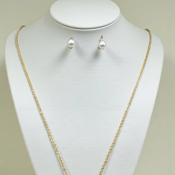 Andrea Bijoux - Wholesale Jewelry Set - BOW PEARL PENDANT NECKLACE SET0