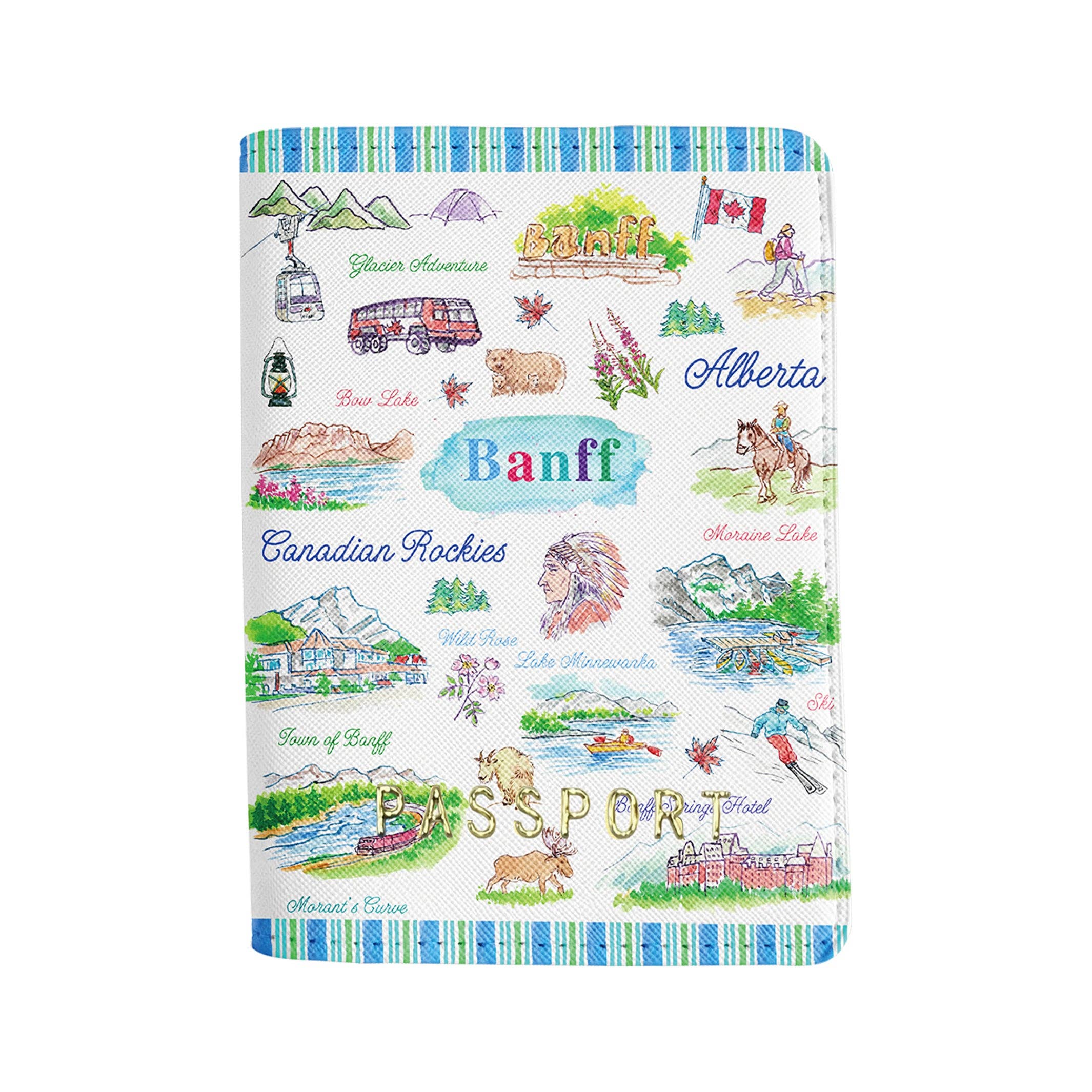 Northern Icons Canada - Wholesale Passport Case - Unisex - Banff Travel Illustration Passport Cover – Canadian Rockies Souvenir Holder0