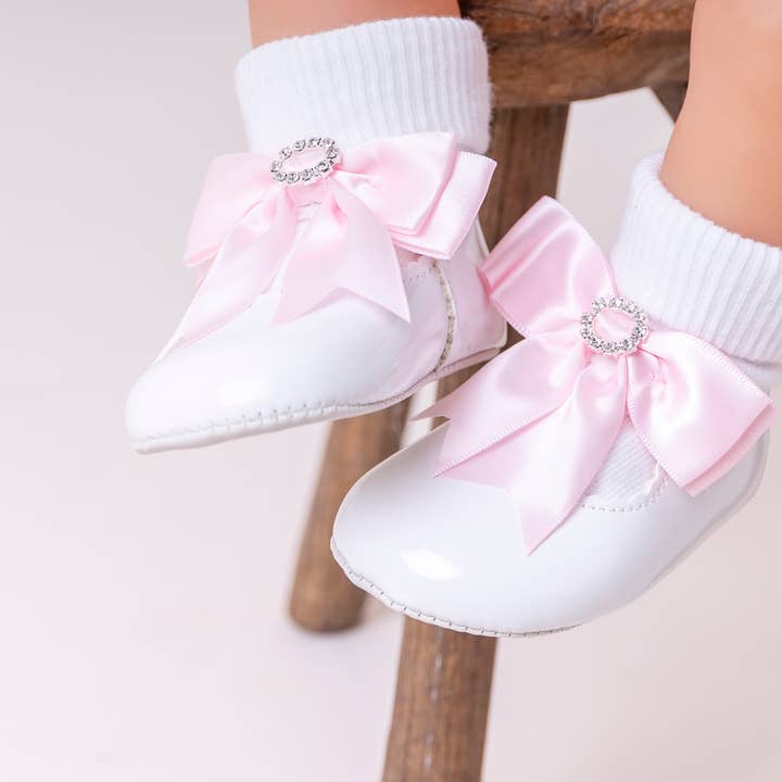 Early Days & Baypods - Wholesale Crib Shoes - Baby - B060 Girls button bar shoe with satin diamante bow7