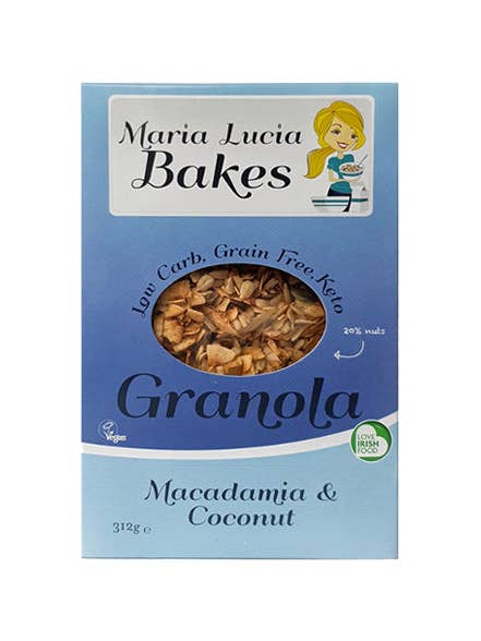 Macadamia & Coconut Keto Granola - Low Carb - No Gluten - LCHF - No Added Sugar, Salt or Palm Oil - HF for wholesale by Maria Lucia Bakes - UK