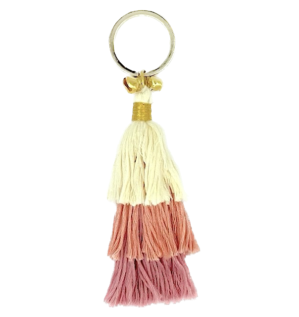 Luna-Leena  - handmade in Nepal - Wholesale Keychain - Women's - sleutelhanger kwast oudroze - tasbedel - biologisch handgemaakt0
