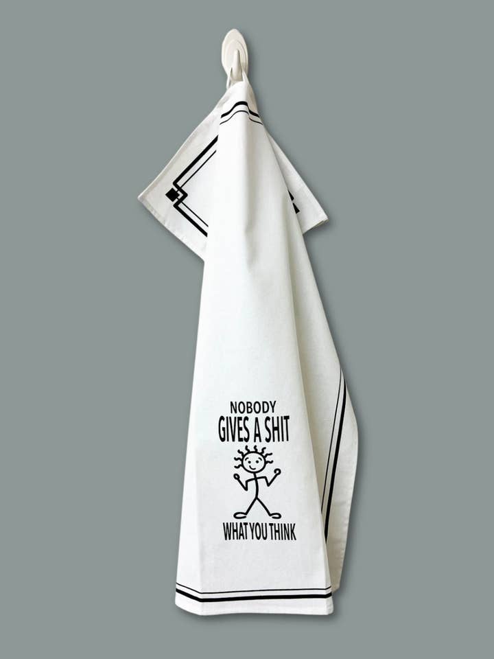 “Nobody Gives a Shit What You Think” - Hey Now™ Cotton Kitchen Towel for wholesale by Fabdaz