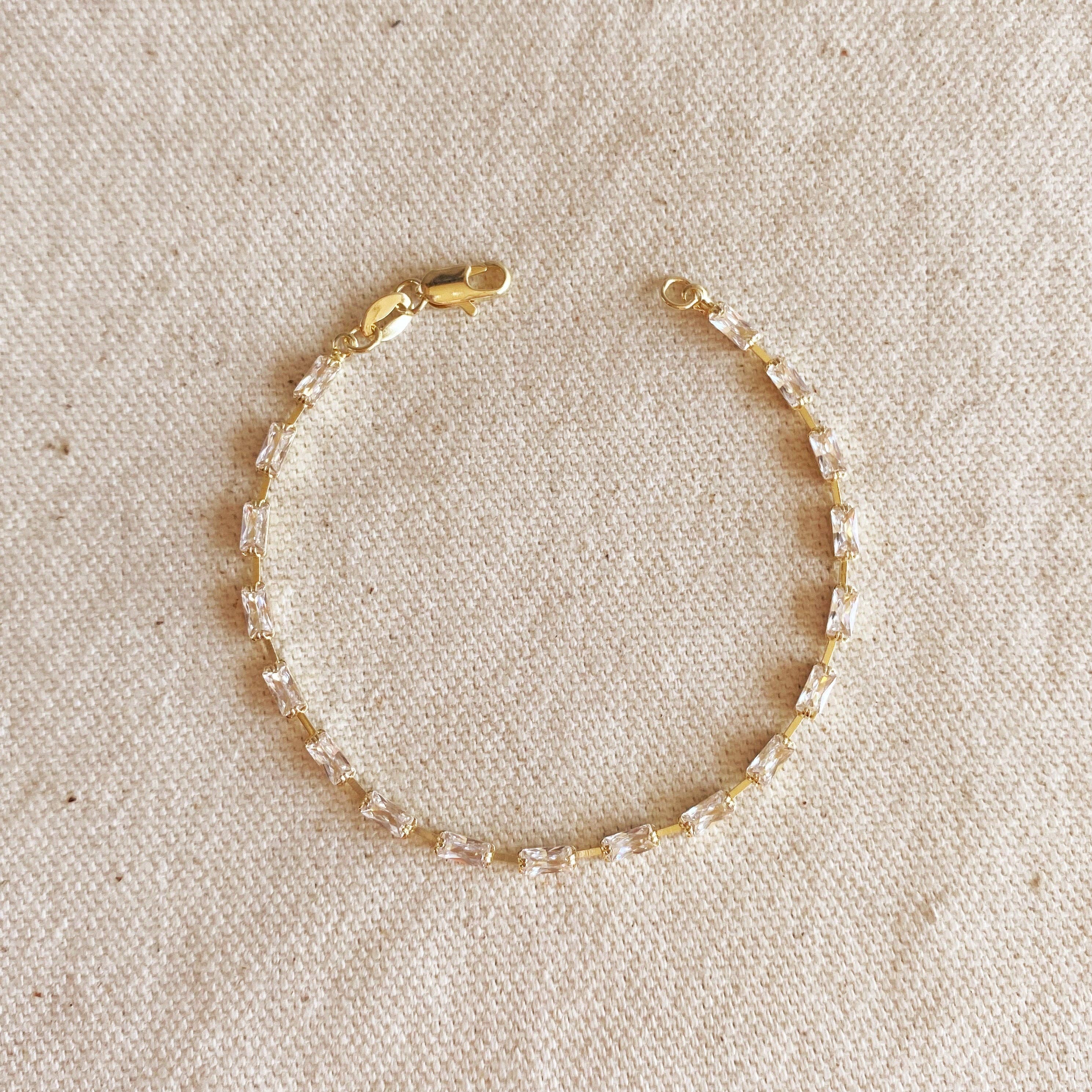GoldFi - Wholesale Tennis bracelet - 18k Gold Filled Sideway Baguette Tennis Bracelet
