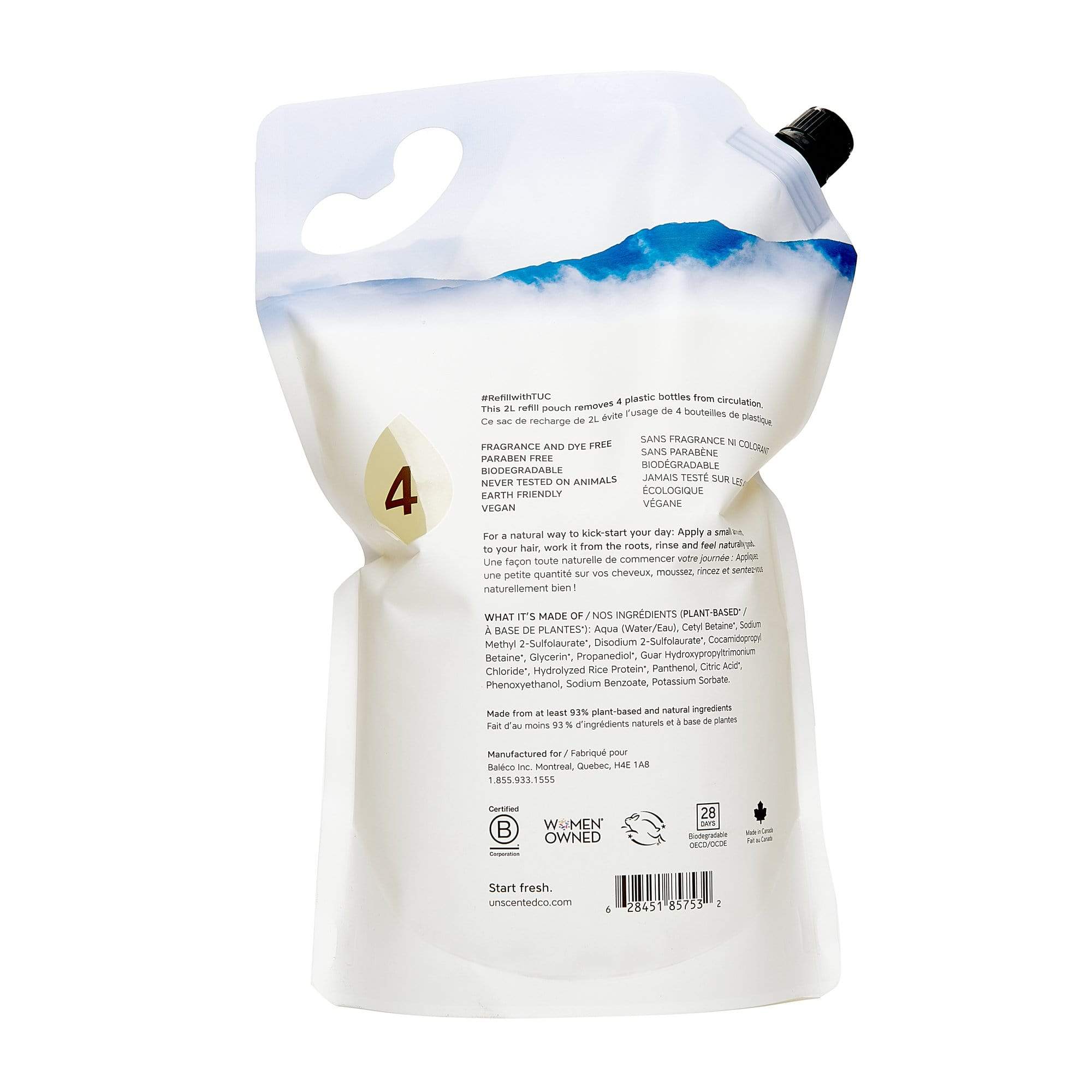 The Unscented Company - Wholesale Hair Shampoo - Daily Shampoo - 2L Refill Pouch3