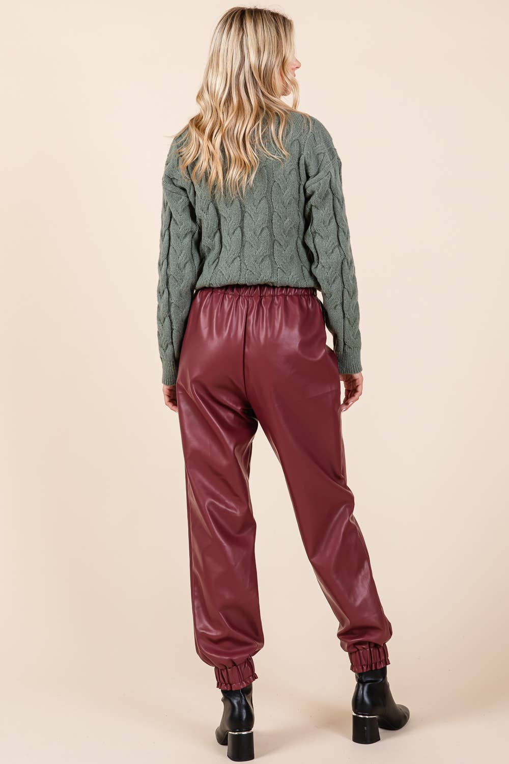 GeeGee x Lovelo - Wholesale Pants - Women's - Faux Leather Jogger Pants, MP5081210
