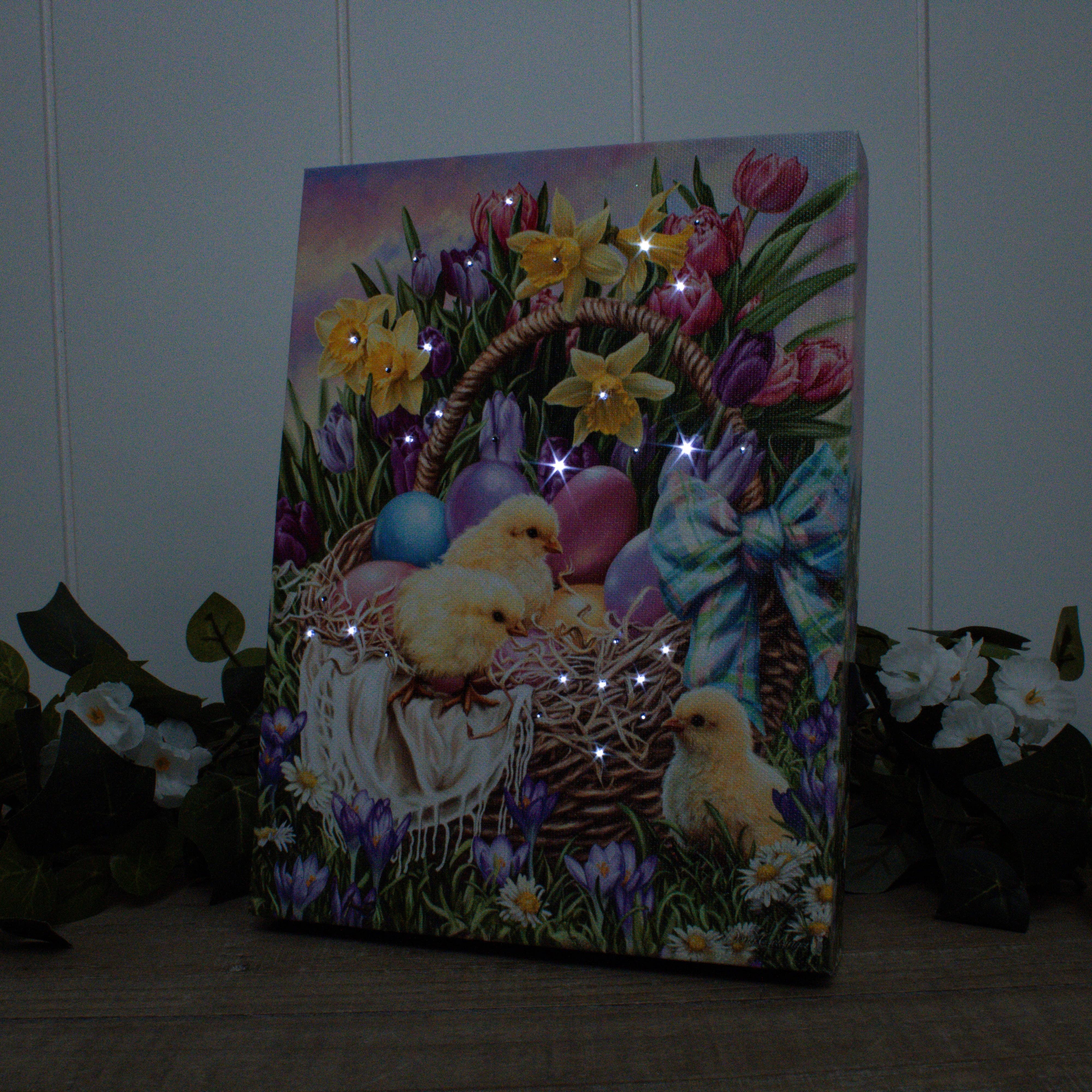 Glow Decor - Wholesale Decorative Tabletop Object - Easter Basket 8x6 Lighted Tabletop Canvas2