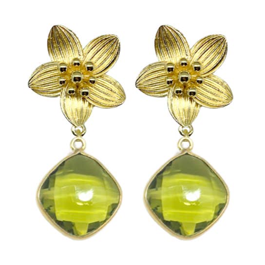 Cecile Moss Peridot Drop Earrings for wholesale by M Donohue Collection
