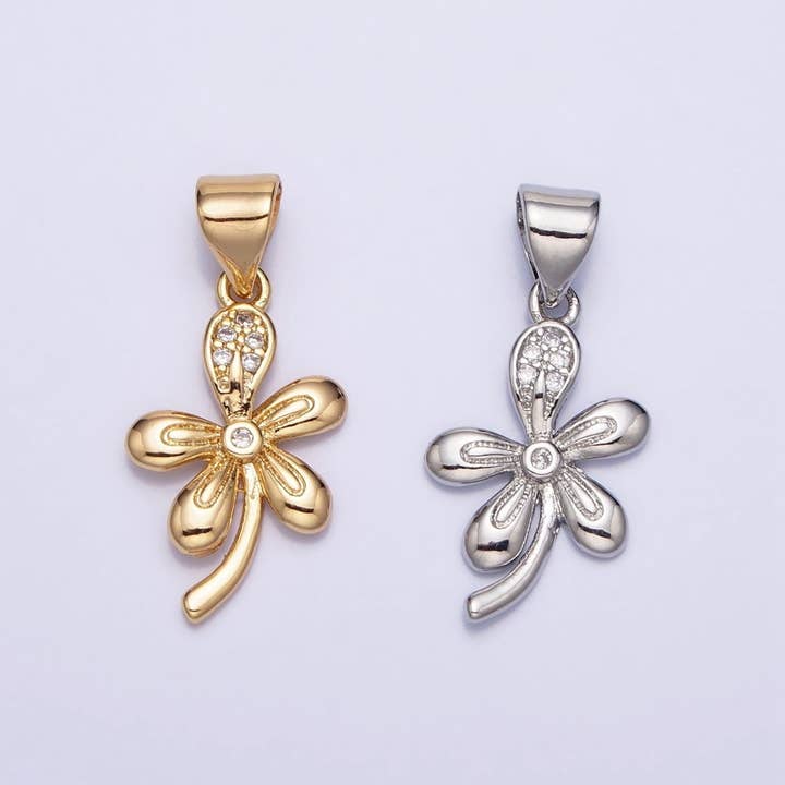 Pendente de Pétala Micro Cravejada com Flor de Margarida Natural em Ouro 16K Gold Filled em Ouro e Prata | AA390 AA391 por atacado de Aim Eternal