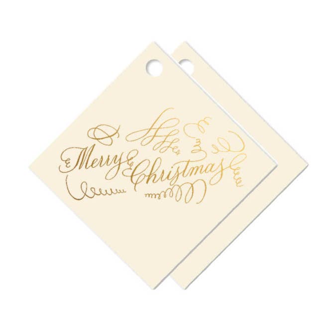 Etiqueta de Presente de Natal Feliz em Folha de Ouro Marfim, Conjunto de 15 por atacado de Kate Chambers Designs