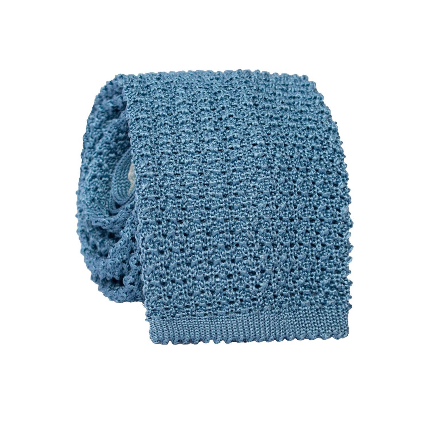 Graffeo Cravatte - Vente Cravate – homme - Cravate Tricot en Maille de Soie Bleu Ciel Uni TRI7673