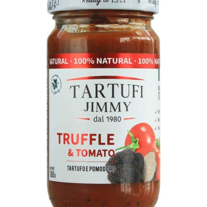 Truffle & Tomato Sauce, Jimmy Tartufi 180g glass jar for wholesale by Gourmet Food Solutions, Inc.
