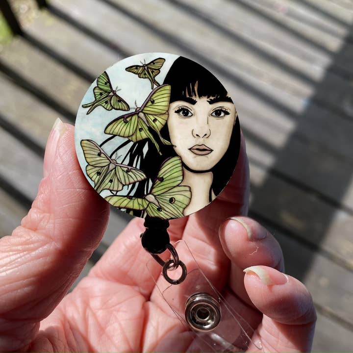 Intrekbare badgehaspel/draagkoord „Luna” voor wholesale door PinkPolish Design