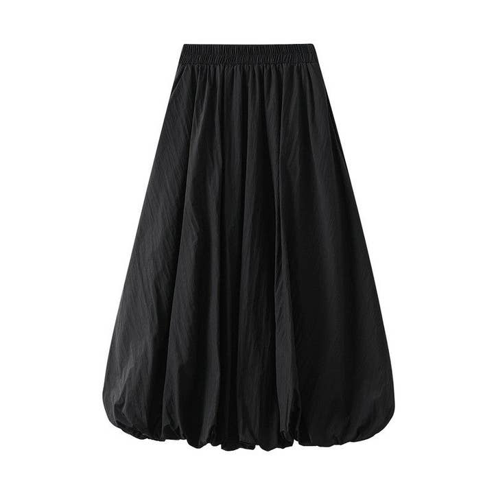 UZ Wholesale Store - Wholesale Skirt - Women's - Solid Color Elastic Waist A-Line Lantern Skirts