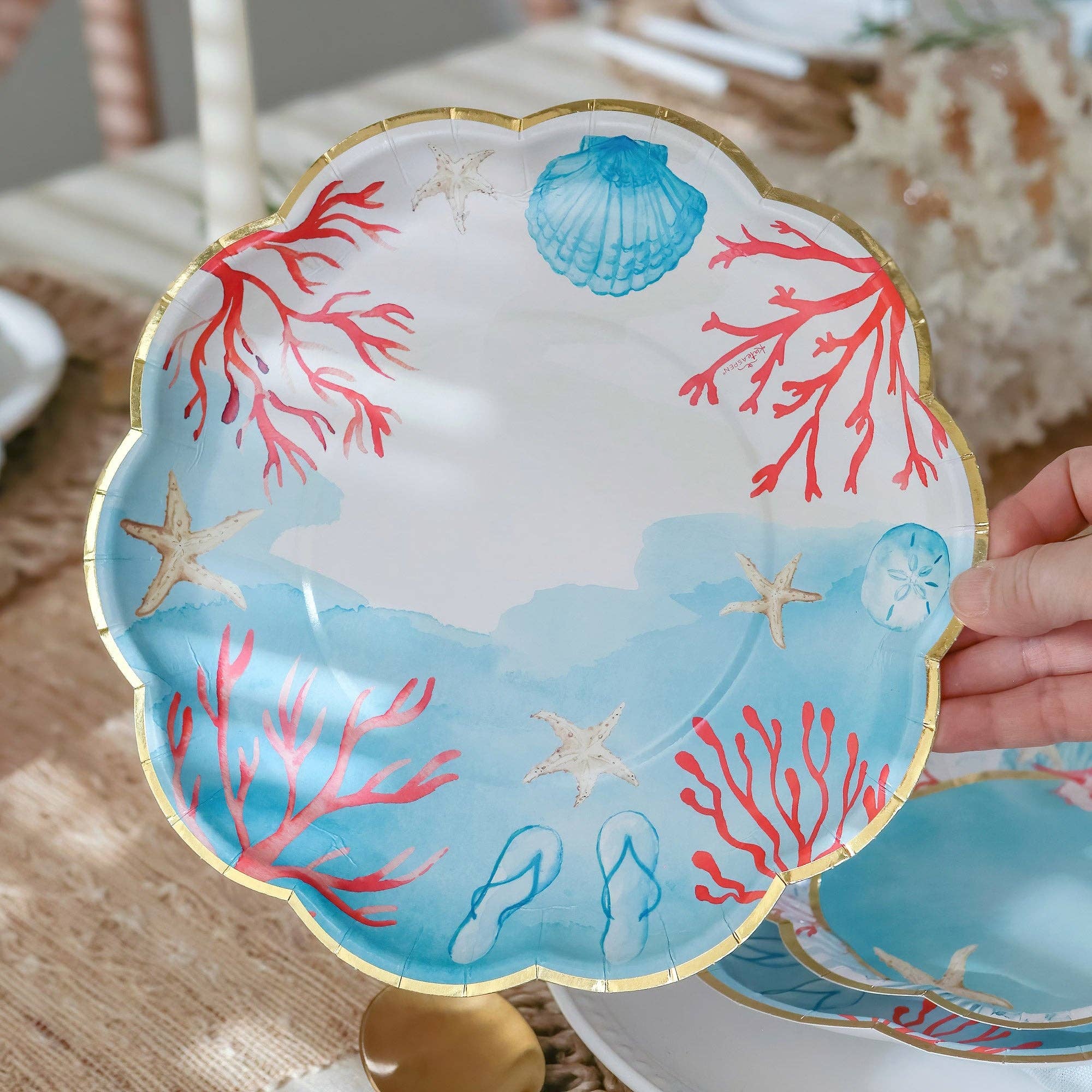 Kate Aspen - Wholesale Disposable Plate - Beach Party Tableware Set - 7” Plate (set of 16), 9” Plate (set of 16), and Napkin (set of 30)6