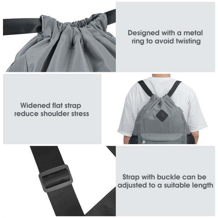 wandf - Wholesale Backpack - Women's - WANDF Gym Sports Drawstring Backpack with Shoes Compartment35