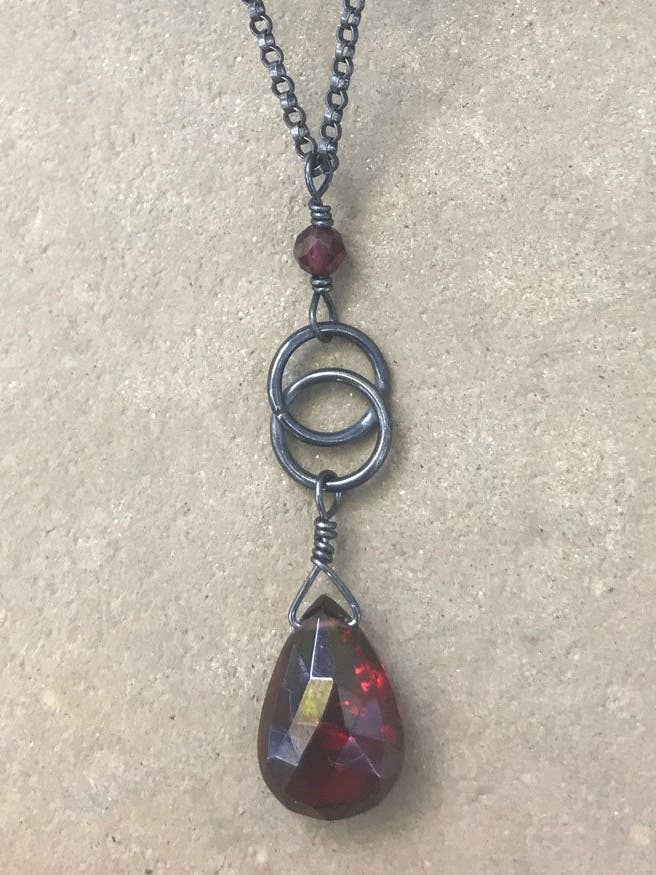 Garnet Kris Necklace for wholesale by Deana Rose Handmade Jewelry
