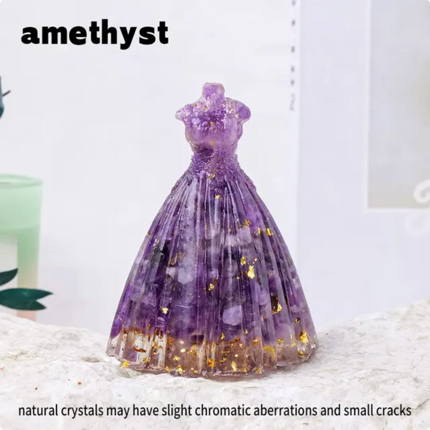 Crystolver (We Cover All Import Fees) - Wholesale Decorative Figurine - Princess Dress Crystal Gravel Statue1