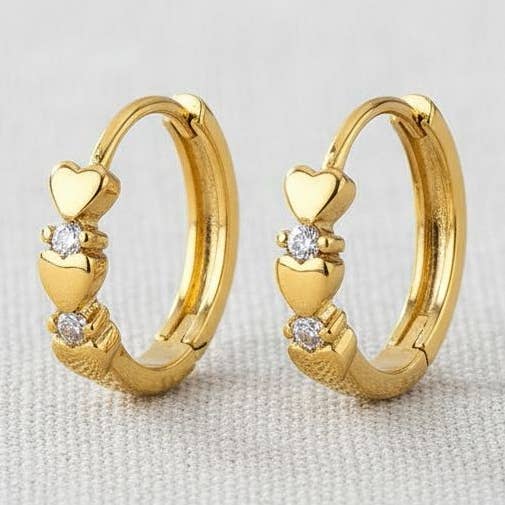 Heart Hoop Earrings with Crystal Accents for wholesale by scentll jewelry