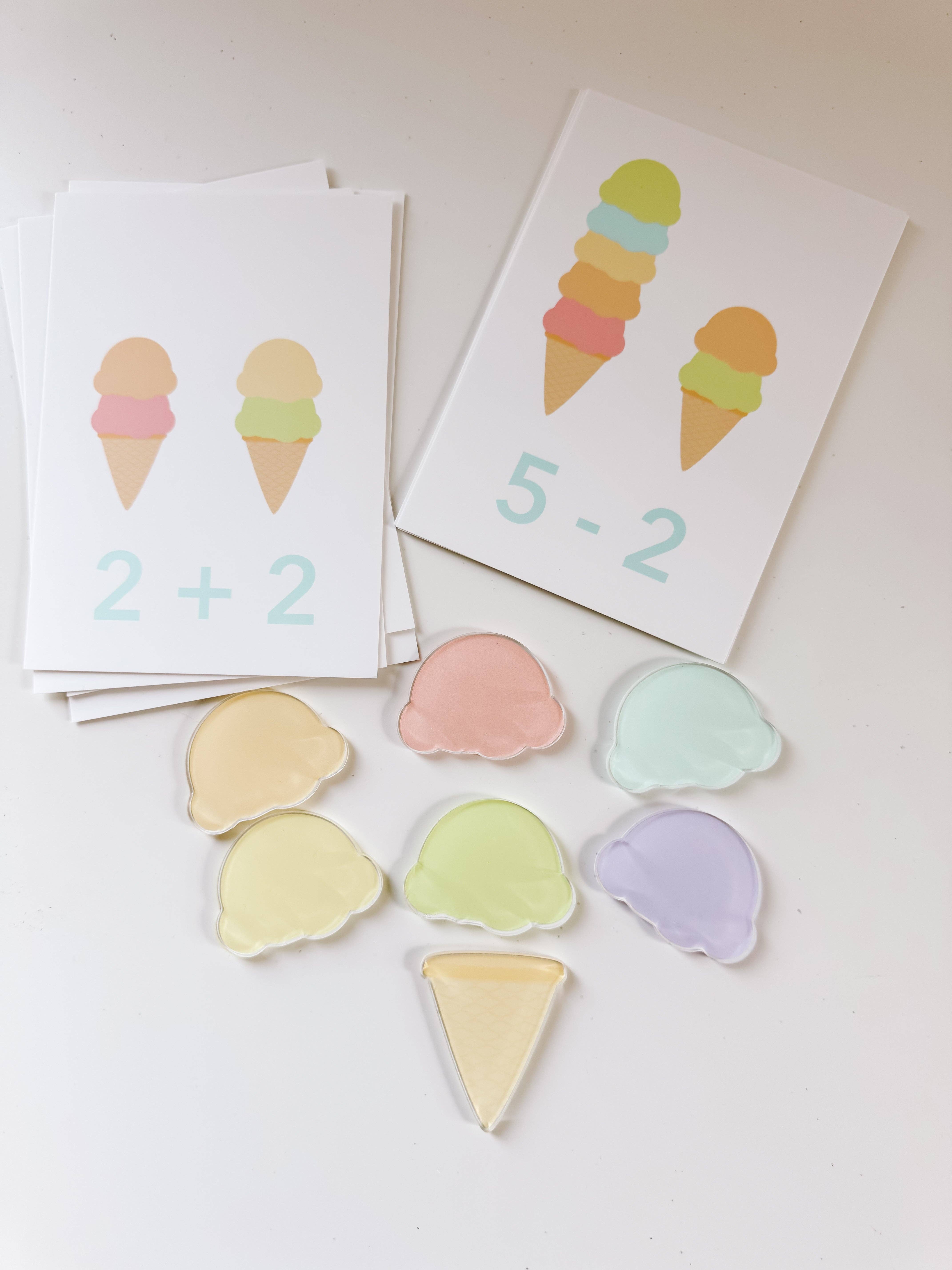 GoodnightFox - Vente Cartes d'apprentissage – enfant et bébé - Kit sensoriel de mathématiques avec crème glacée6