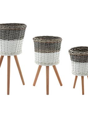 Plant Stands, Set of 3 Two Tone Tri Pod Item # 65201 for wholesale by Napco