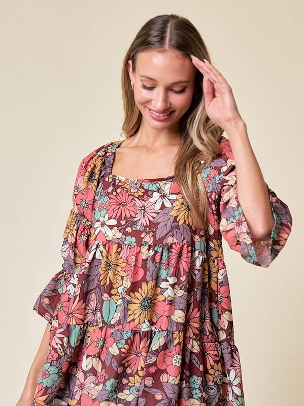 LMT4075-Amelias Ruffle Floral Top for wholesale by lovely melody