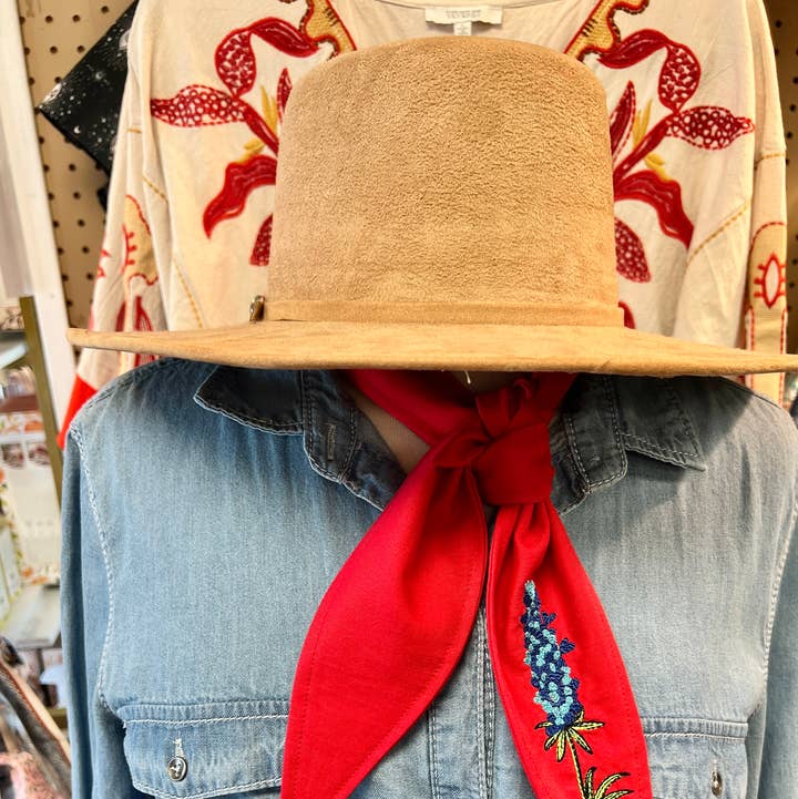 The Funky Soul - Wholesale Scarf - Women's - Bluebonnet Embroidered Ascot Scarf1