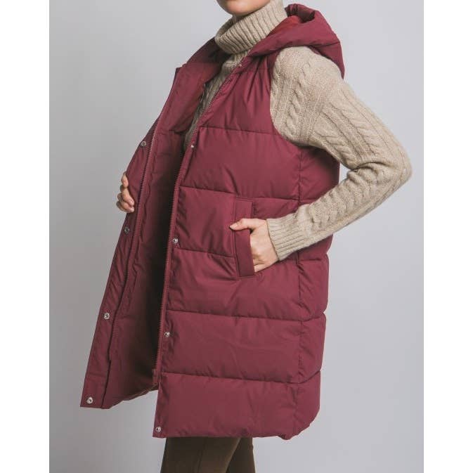 Paperdoll – wholesale Väst - Dam – Lång vadderad väst med huva