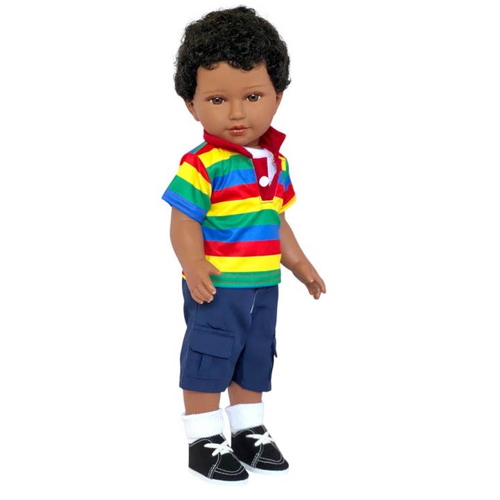 Kylian™ - Poupée Garçon Afro-Américaine de 18 Pouces avec Cheveux Bouclés pour la vente par Kennedy and Friends/ Ann Lauren Dolls/ MBD