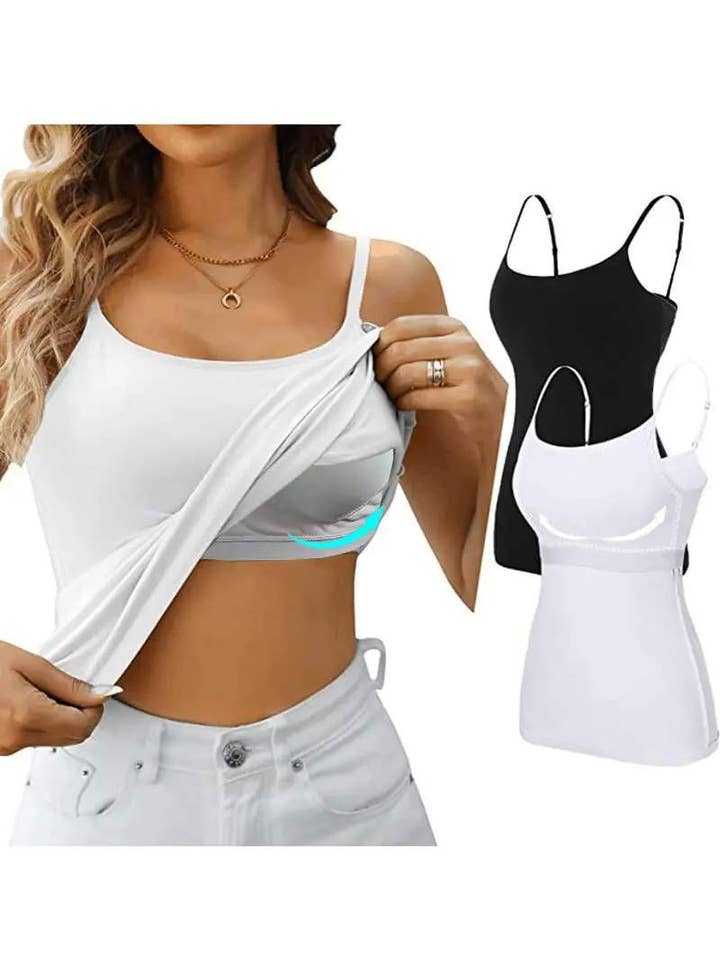 Queen Fashion - Wholesale Camisole - Women's - u neck padded basics cami top