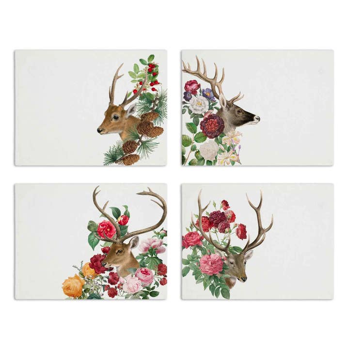 The Napking - Wholesale Placemat - Set of 4 Deer Placemats 100% Cotton Satin Made in Italy