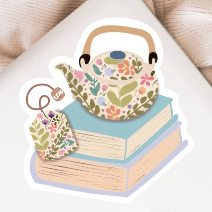 Tea and Books Sticker for wholesale by TaleMeCo